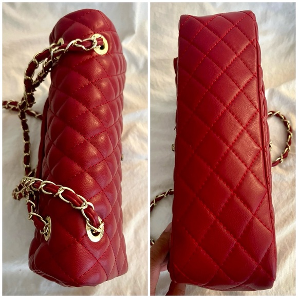 👑✅PRICE FIRM✅ Beautiful Large Red Quilted Gold Chain Purse - Picture 4 of 17